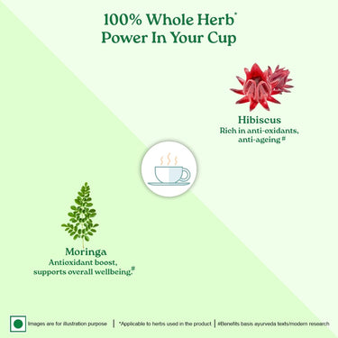 A TATA Product - Organic India Moringa Hibiscus Infusion, 25 Tea Bags, Certified Organic, Antioxidant-Rich, Caffeine-Free, Whole Herb Blend